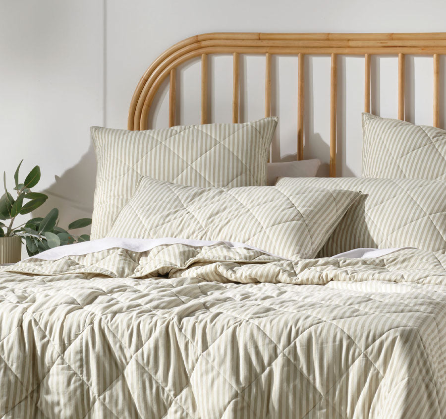 Classic Stripe Coverlet Pebble