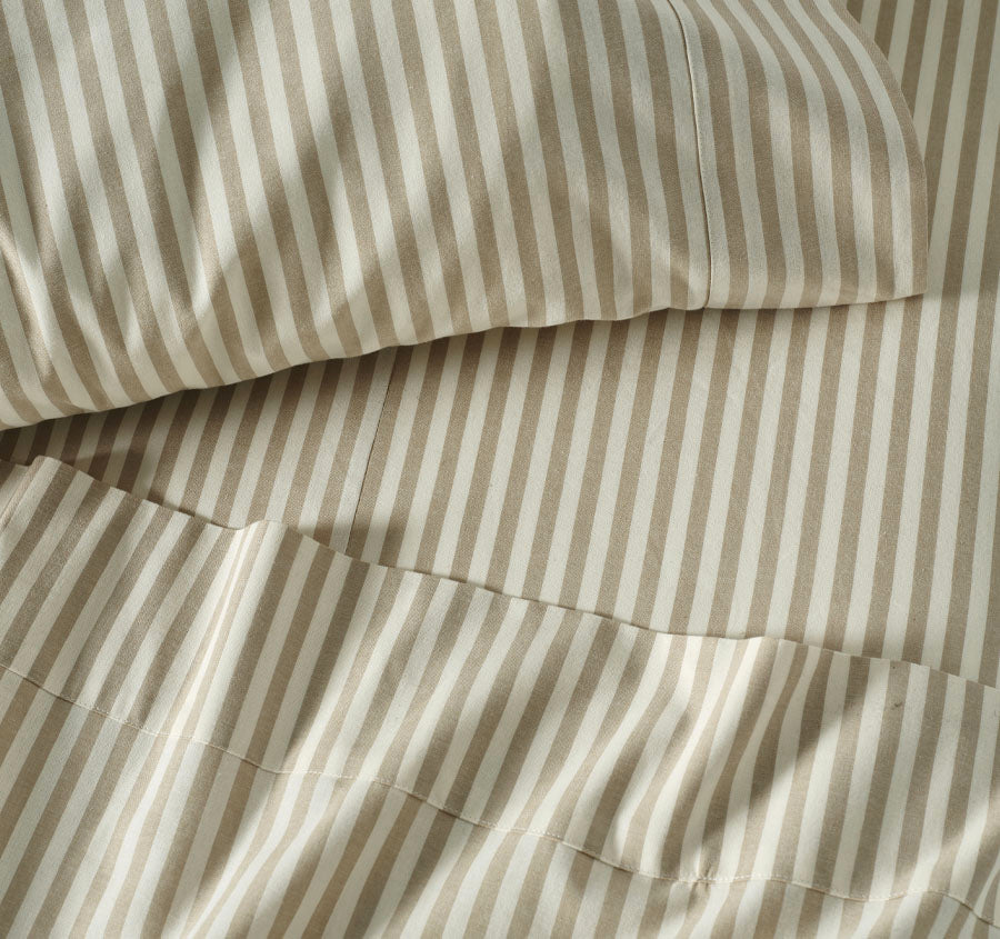 Classic Stripe Sheet Set Range Pebble