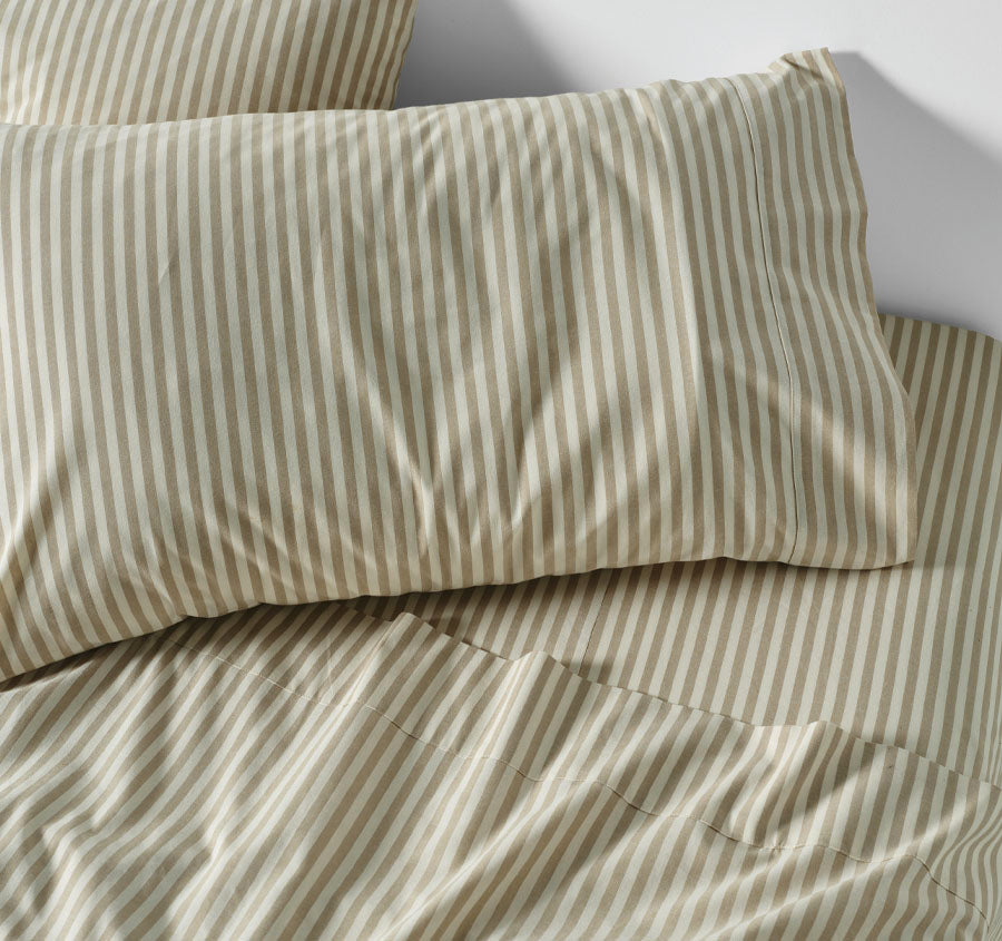 Classic Stripe Sheet Set Range Pebble