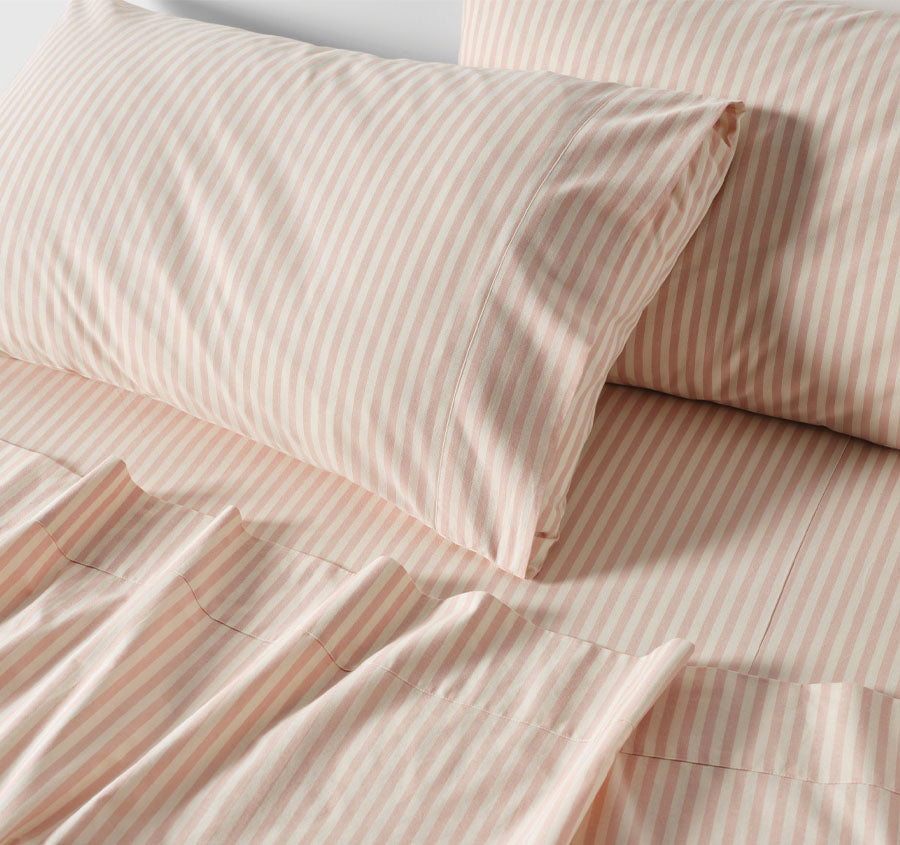 Classic Stripe Sheet Set Range Rose