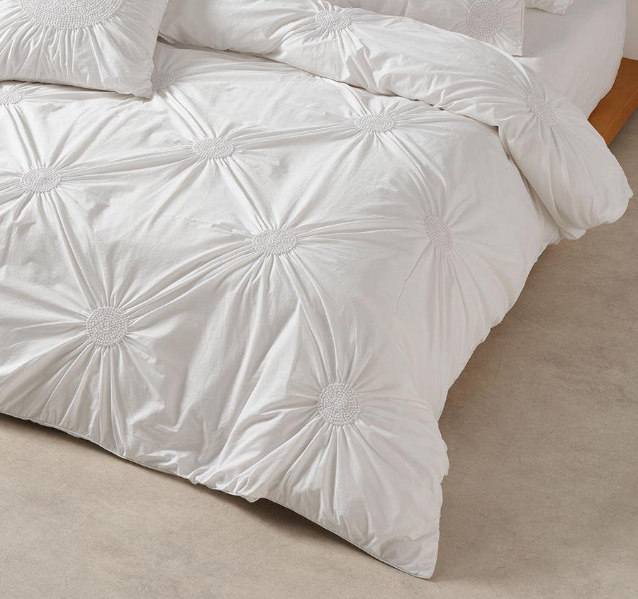 Claudia Quilt Cover Set Range White