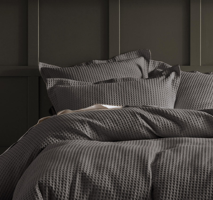 Deluxe Waffle Quilt Cover Set Range Charcoal