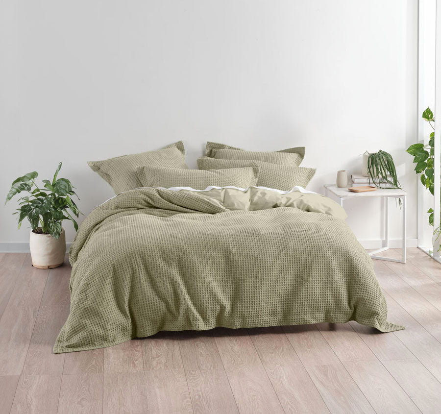Deluxe Waffle Quilt Cover Set Range Eucalyptus
