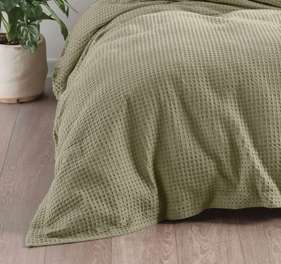 Deluxe Waffle Quilt Cover Set Range Eucalyptus