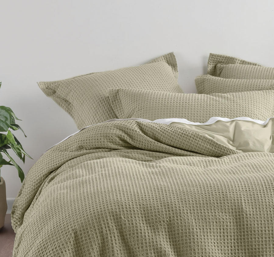 Deluxe Waffle Quilt Cover Set Range Eucalyptus