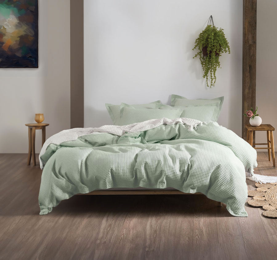 Deluxe Waffle Quilt Cover Set Range Mist