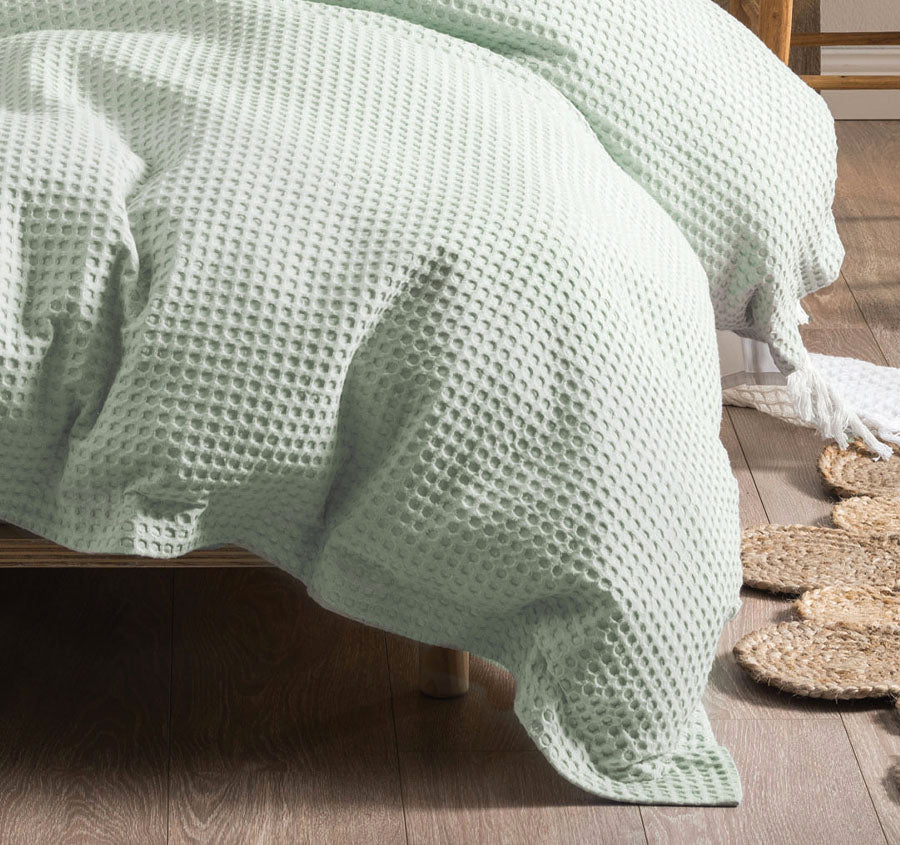 Deluxe Waffle Quilt Cover Set Range Mist