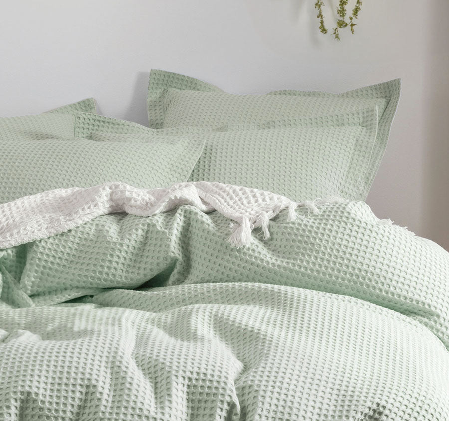 Deluxe Waffle Quilt Cover Set Range Mist