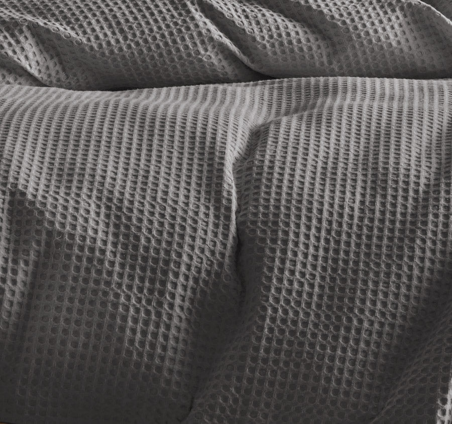 Deluxe Waffle Quilt Cover Set Range Silver Manchester Warehouse