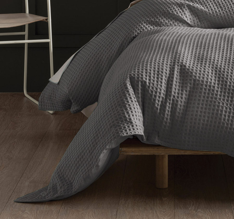 Deluxe Waffle Quilt Cover Set Range Silver