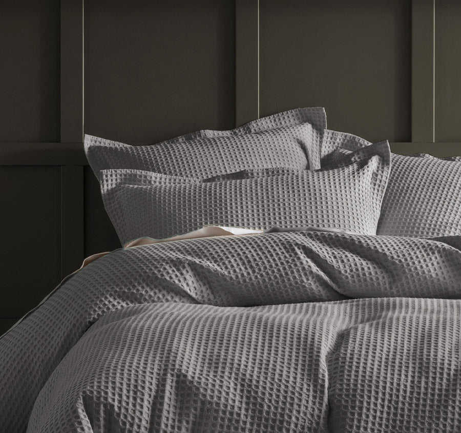 Deluxe Waffle Quilt Cover Set Range Silver