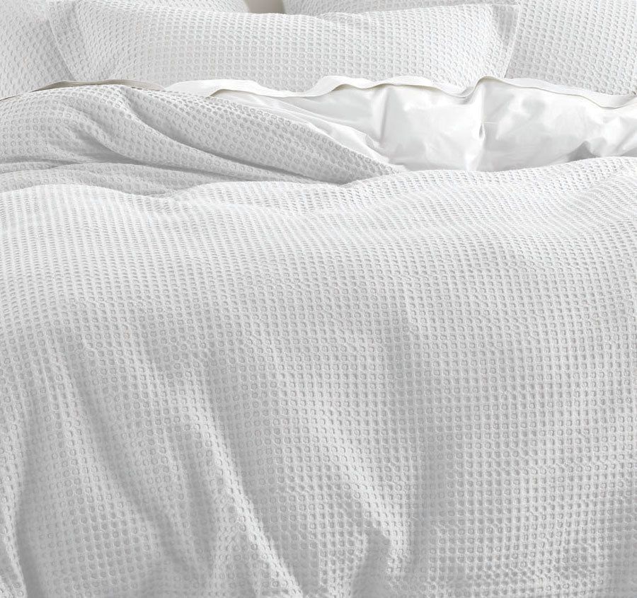 Deluxe Waffle Quilt Cover Set Range White