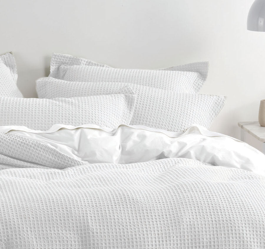 Deluxe Waffle Quilt Cover Set Range White
