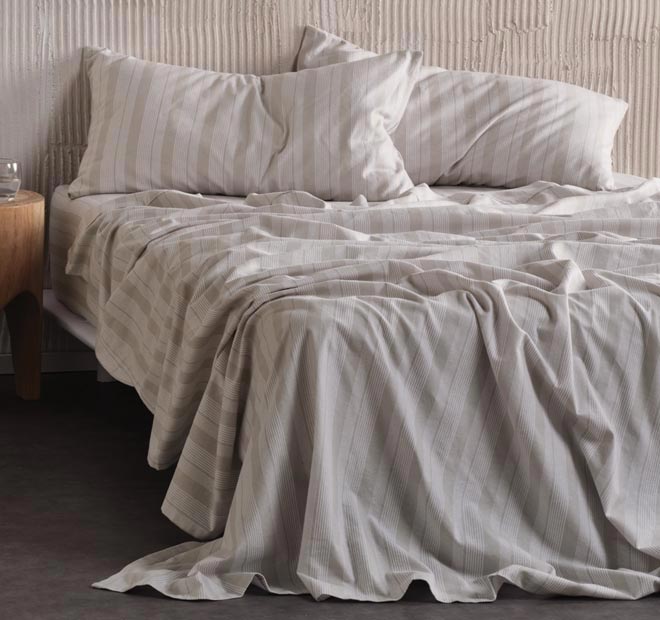 Donald Printed Flannelette Cotton Sheet Set Range Taupe