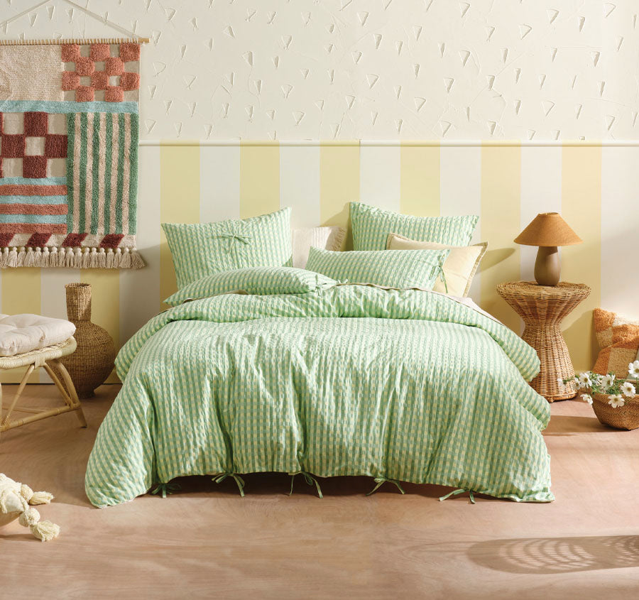 Ferrara Quilt Cover Set Range Green Apple