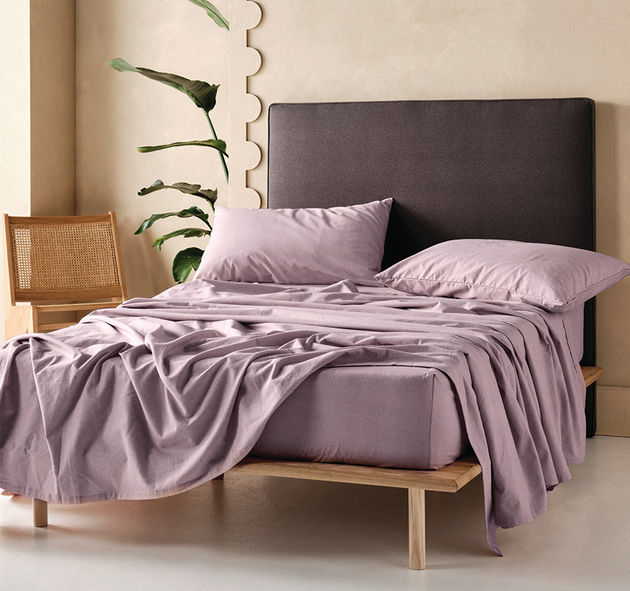 Plain-Dyed Flannelette Cotton Mega Sheet Set Range Lavender