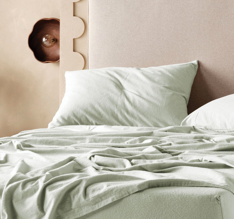 Plain-Dyed Flannelette Cotton Mega Sheet Set Range Mist