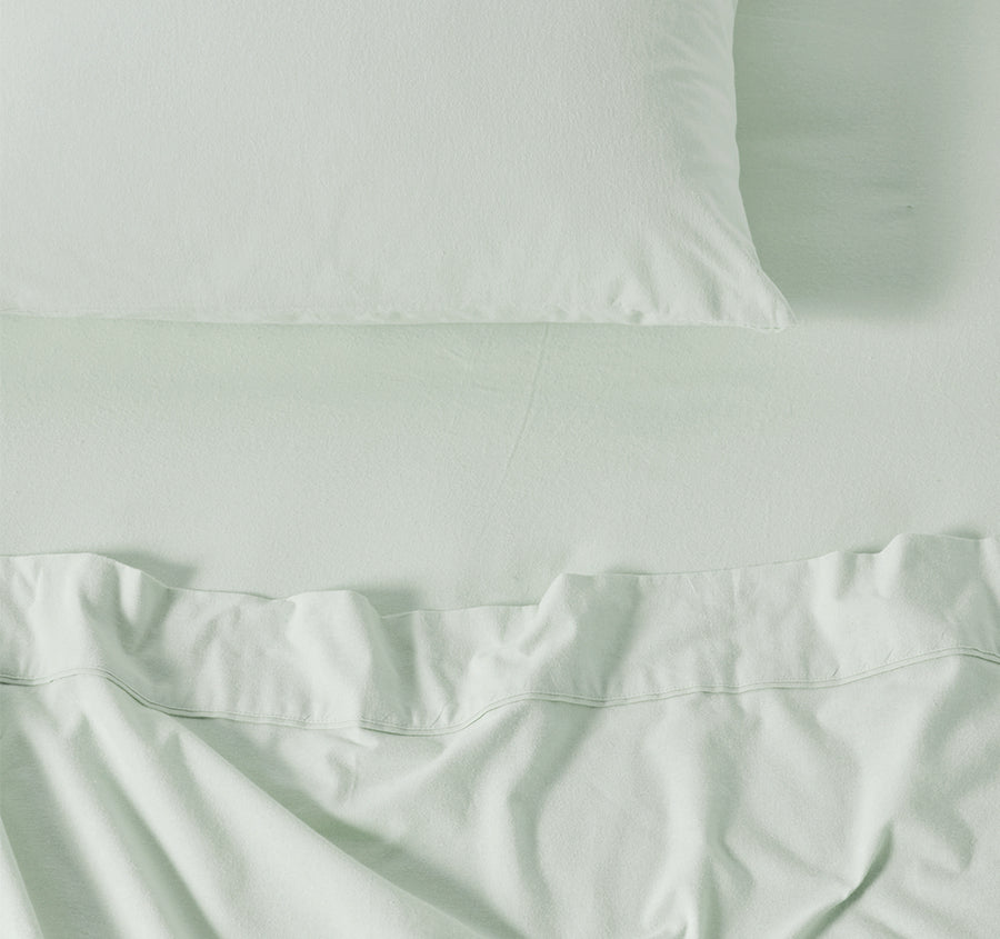 Plain-Dyed Flannelette Cotton Mega Sheet Set Range Mist