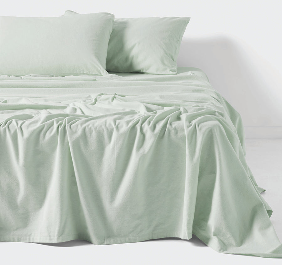 Plain-Dyed Flannelette Cotton Mega Sheet Set Range Mist