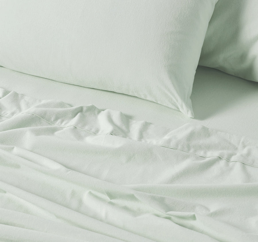 Plain-Dyed Flannelette Cotton Mega Sheet Set Range Mist