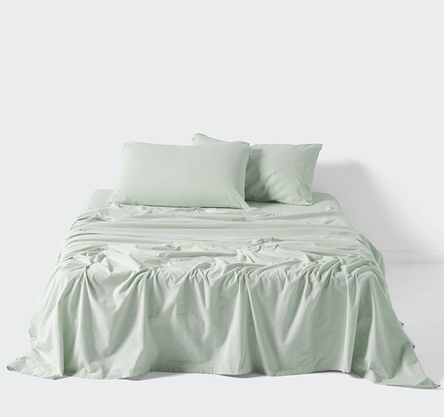 Plain-Dyed Flannelette Cotton Mega Sheet Set Range Mist