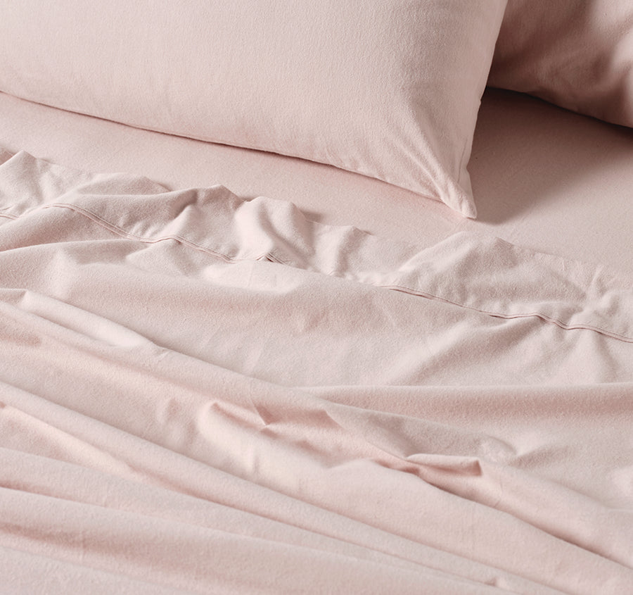 Plain-Dyed Flannelette Cotton Mega Sheet Set Range Rose