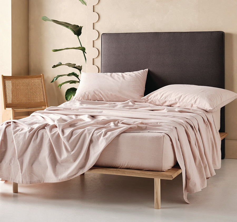 Plain-Dyed Flannelette Cotton Mega Sheet Set Range Rose