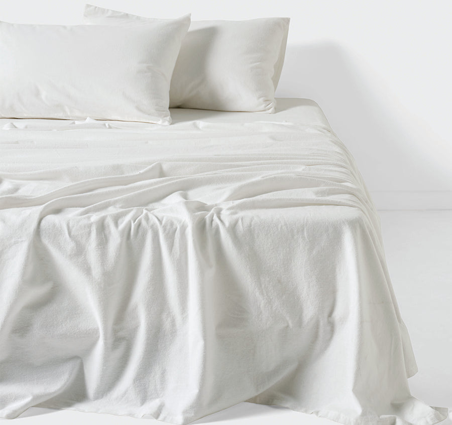 Plain-Dyed Flannelette Cotton Mega Sheet Set Range White