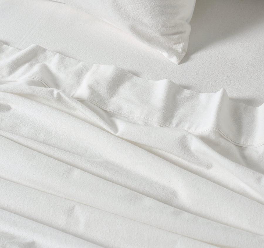 Plain-Dyed Flannelette Cotton Mega Sheet Set Range White