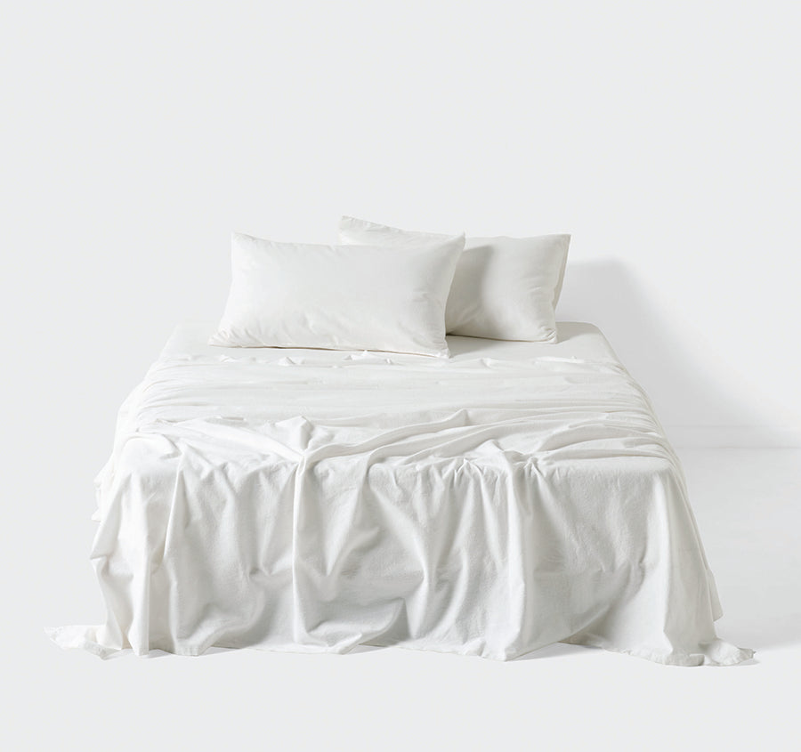 Plain-Dyed Flannelette Cotton Mega Sheet Set Range White