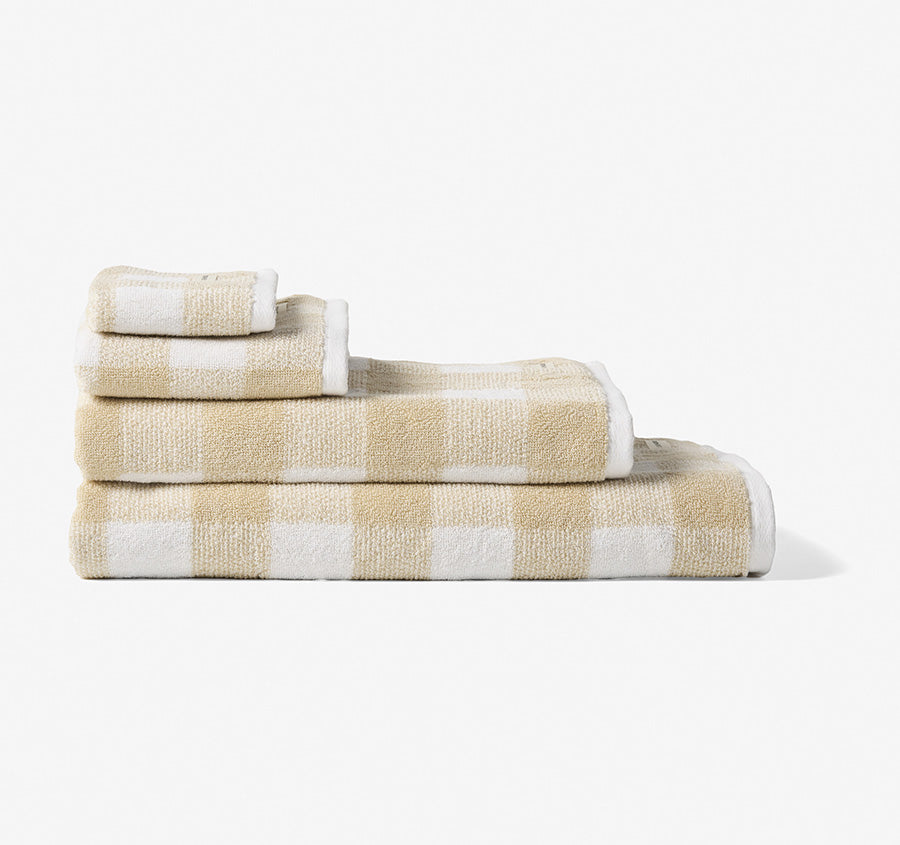 Flinders Check 630GSM Cotton Bath Towel Range Beige
