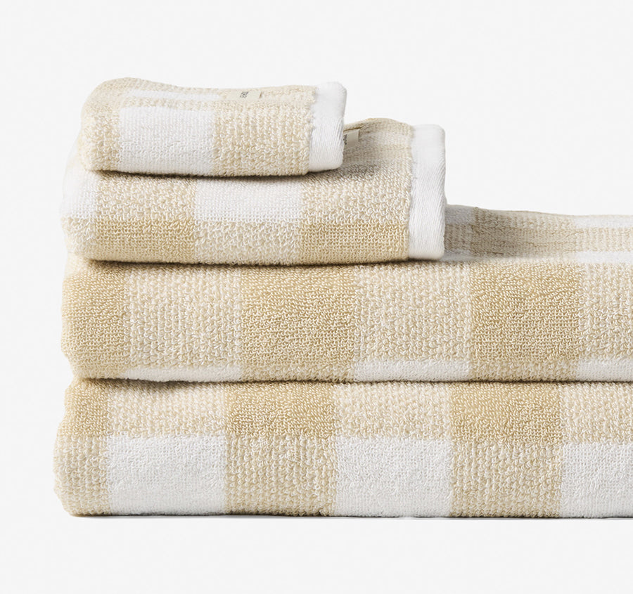 Flinders Check 630GSM Cotton Bath Towel Range Beige