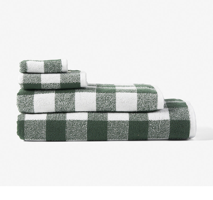 Flinders Check 630GSM Cotton Bath Towel Range Pine