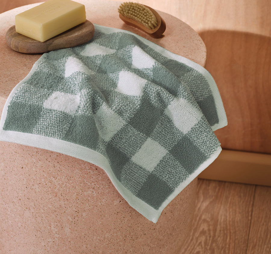 Flinders Check 630GSM Cotton Bath Towel Range Saltwater