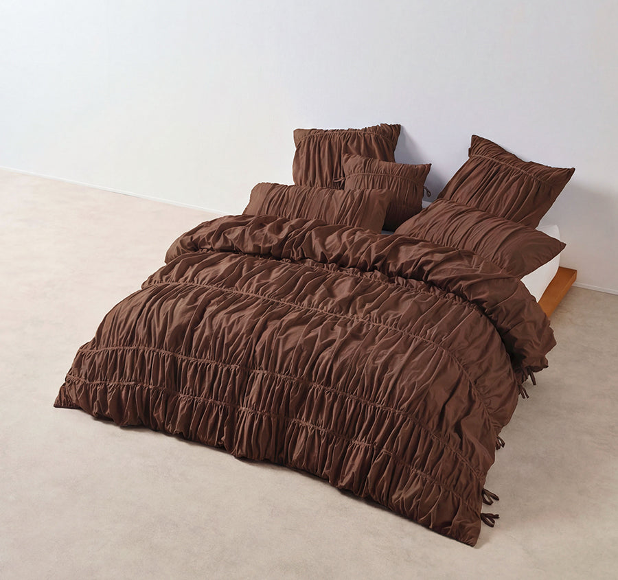 Layla Quilt Cover Set Range Chocolate