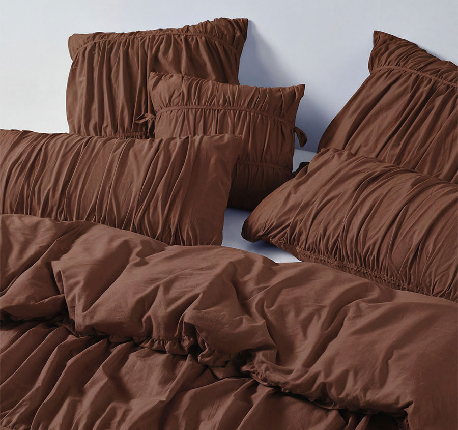 Layla Quilt Cover Set Range Chocolate