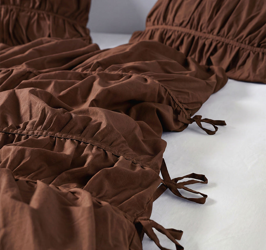 Layla Quilt Cover Set Range Chocolate