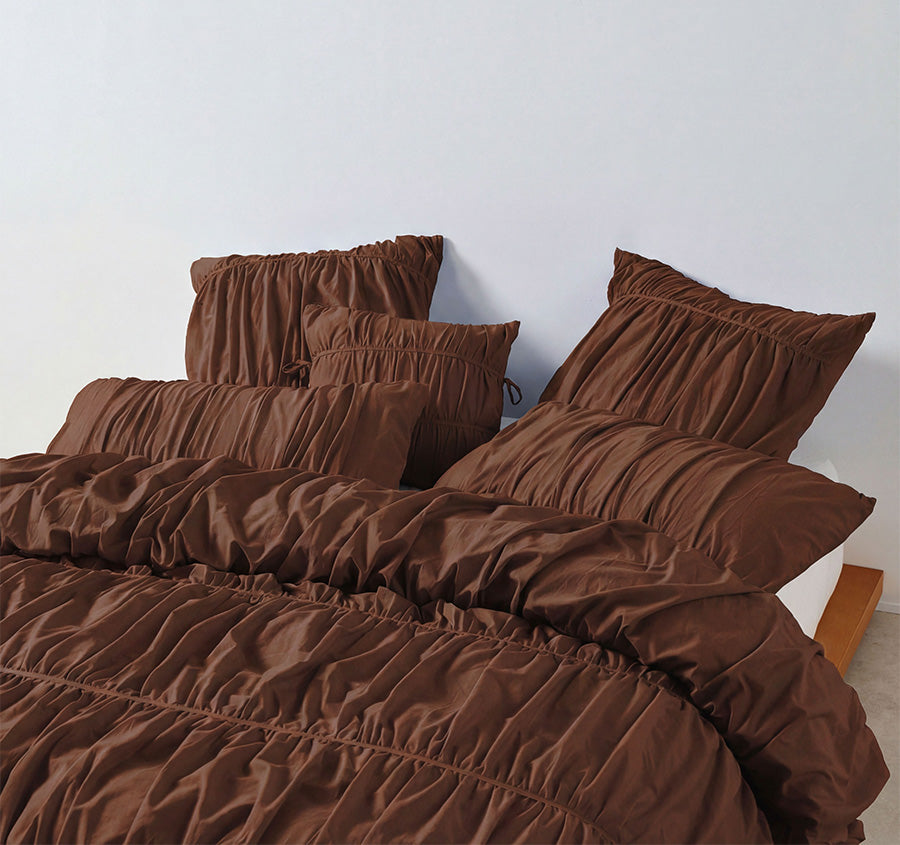 Layla Quilt Cover Set Range Chocolate