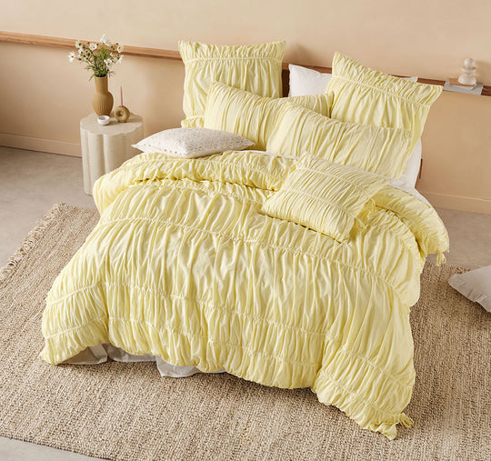 Layla Quilt Cover Set Range Lemon