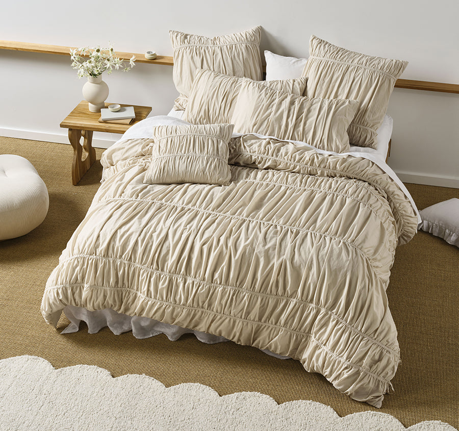 Layla Quilt Cover Set Range Natural