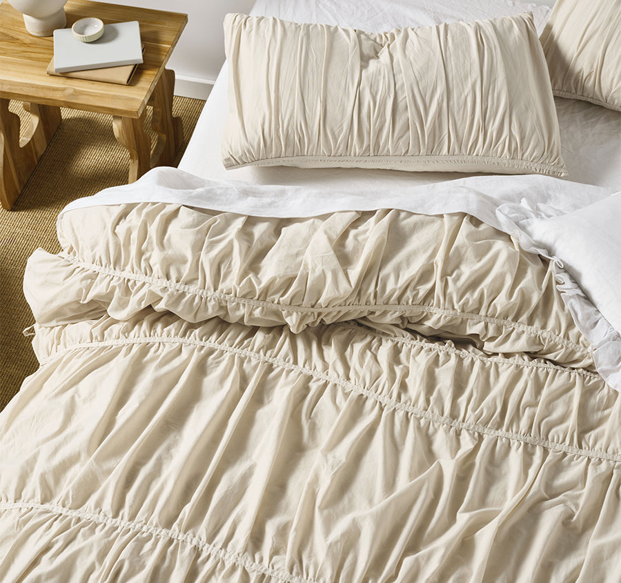 Layla Quilt Cover Set Range Natural