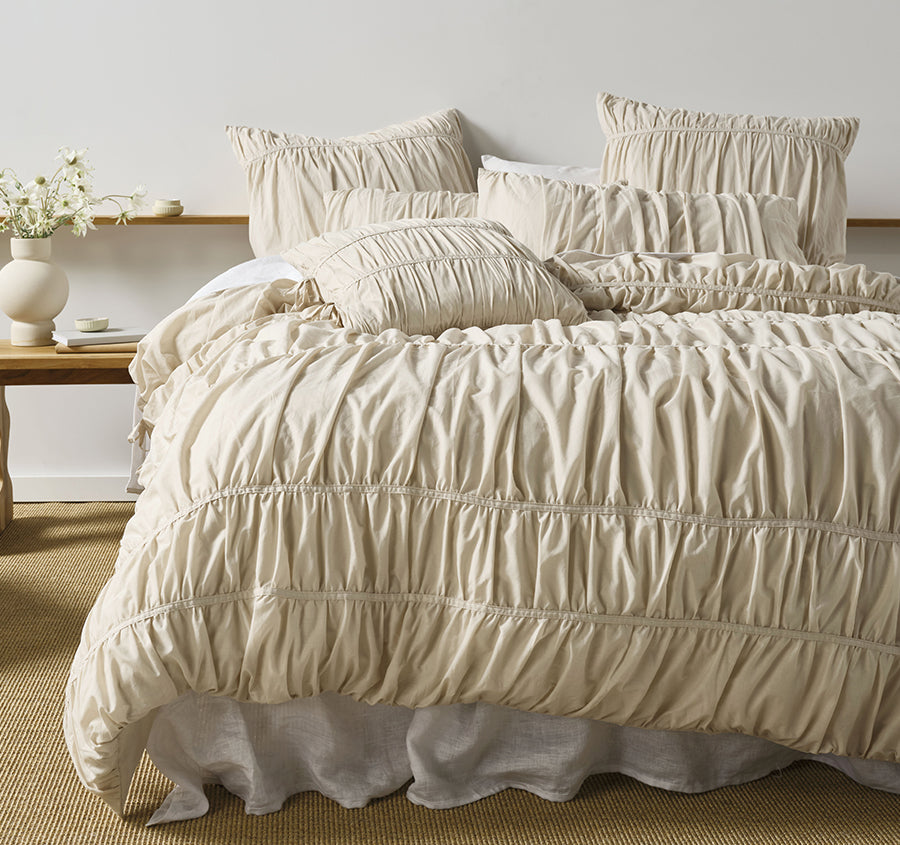 Layla Quilt Cover Set Range Natural