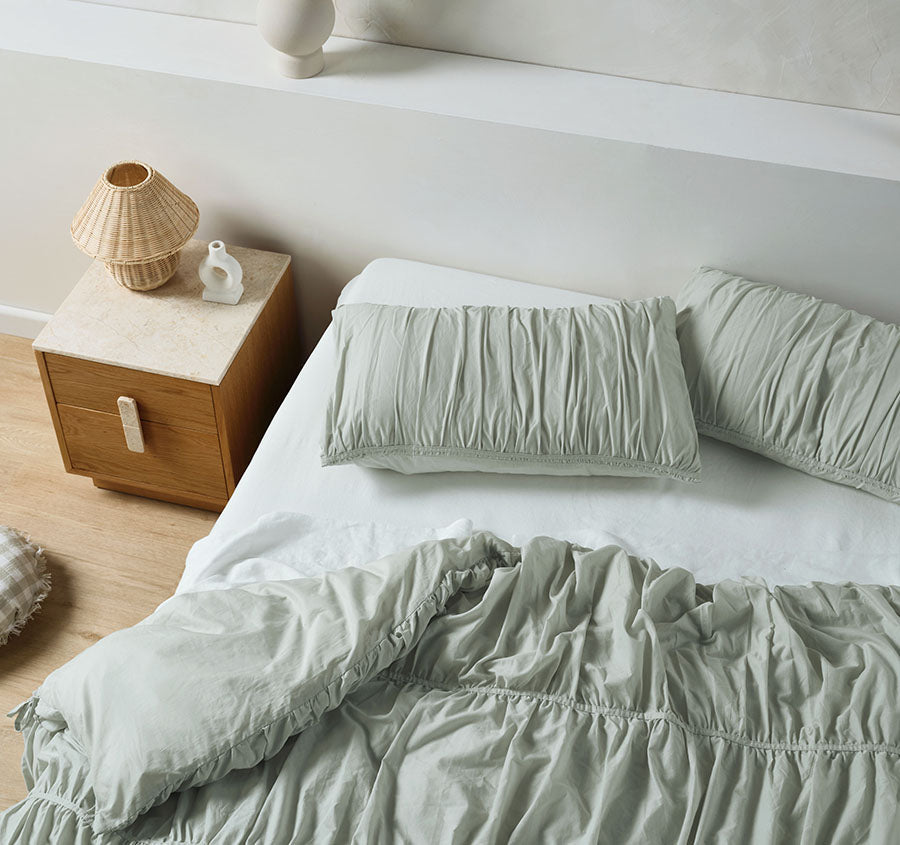 Layla Quilt Cover Set Range Seafoam