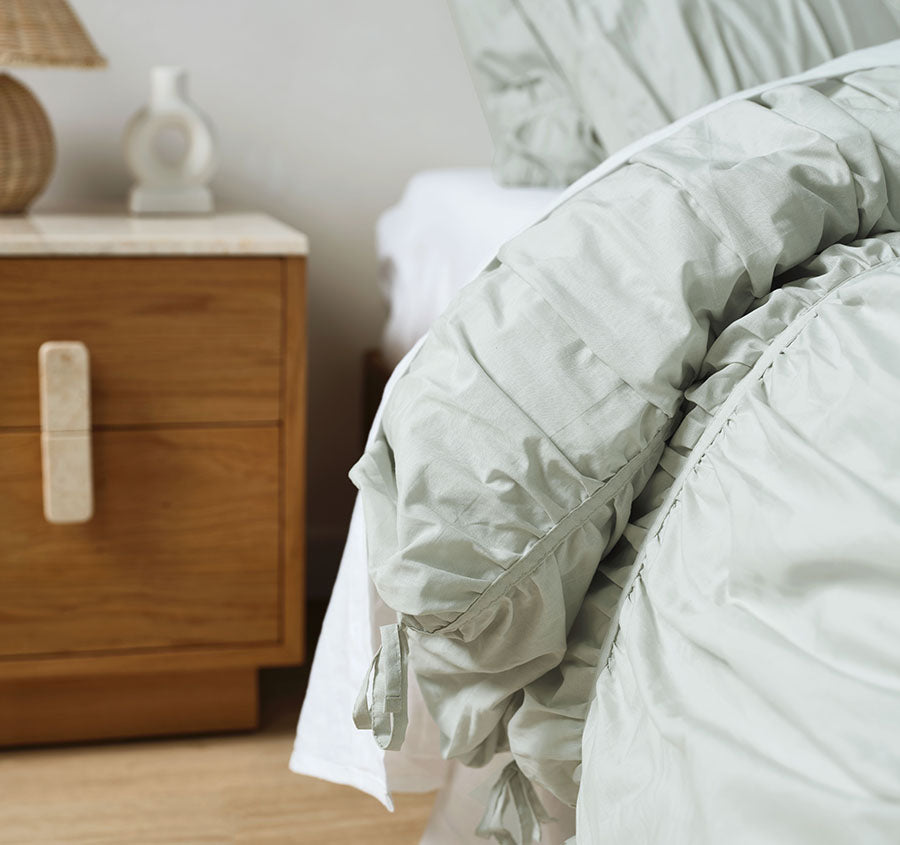 Layla Quilt Cover Set Range Seafoam