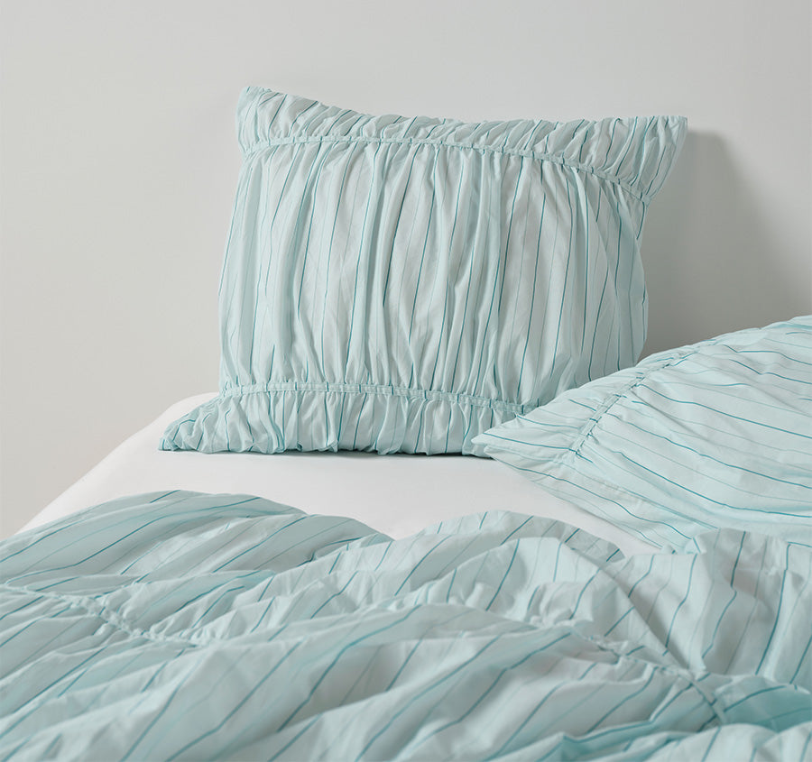 Layla Stripe European Pillowcase Blue