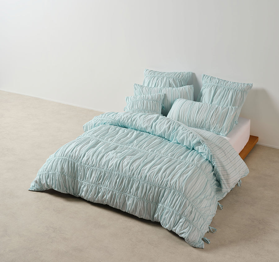 Layla Stripe Quilt Cover Set Range Blue