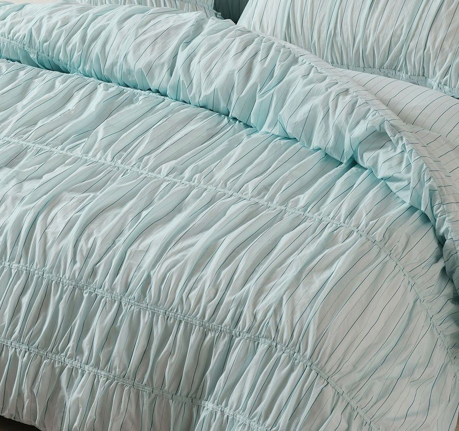 Layla Stripe Quilt Cover Set Range Blue
