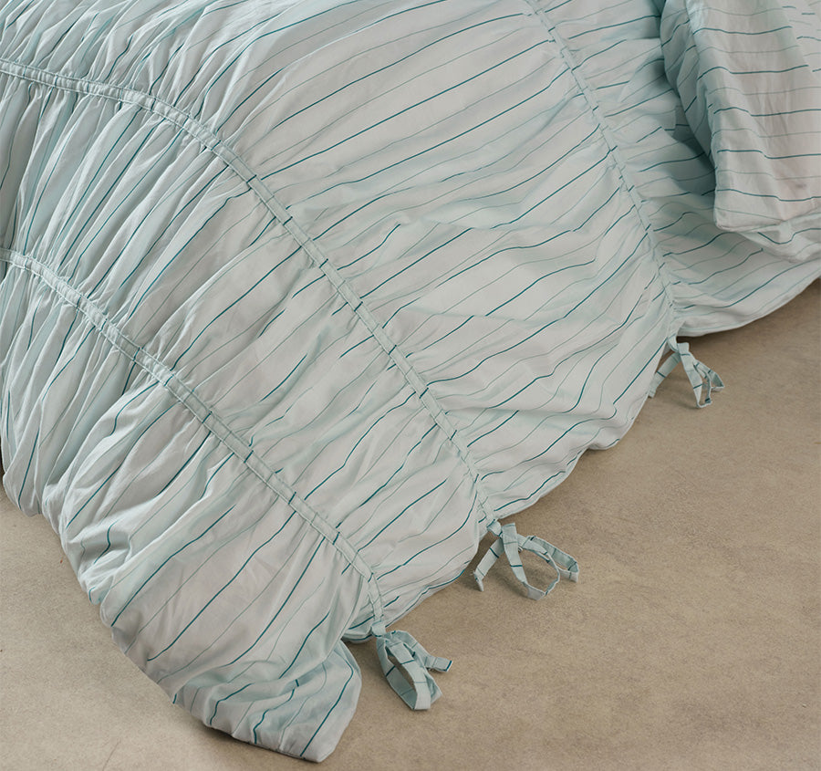 Layla Stripe Quilt Cover Set Range Blue