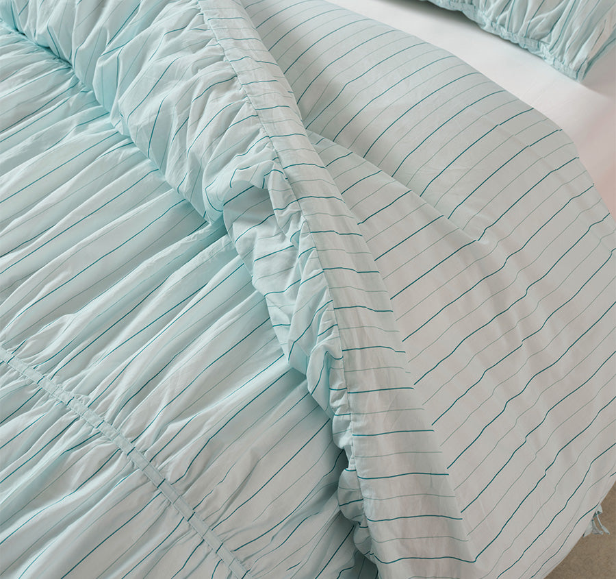 Layla Stripe Quilt Cover Set Range Blue