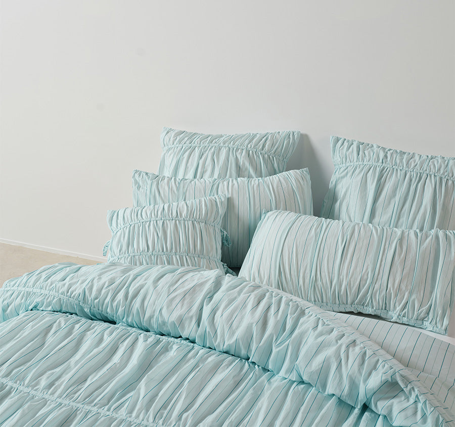 Layla Stripe Quilt Cover Set Range Blue